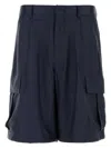 Prada Dark Blue Silk Bermuda Shorts
