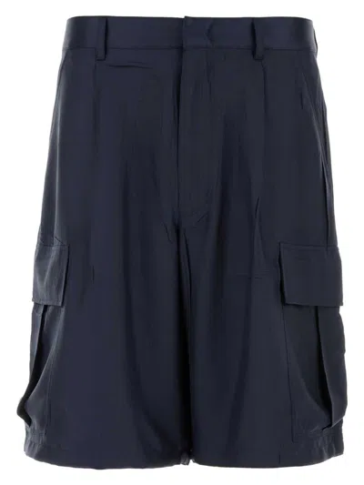 PRADA WOMEN'S DARK SILK BERMUDA SHORTS