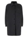 Prada Cappotto In Misto Lana Grigio Scuro Donna