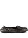 Prada Women Deconstructed And Flexible Nappa Leather Loafers In Black