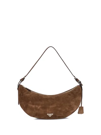 Prada Women Demi-lune Shoulder Bag In Brown