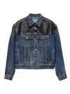 Prada Leather-trim Denim Jacket In Blue