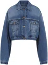 Prada Boxy Denim Blouson Jacket In Multicolor
