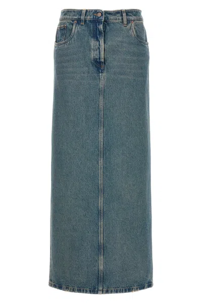 Prada Women Denim Long Skirt In Blue