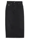 Prada Slit Denim Midi-skirt In Black