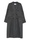 Prada Grey Double-breasted Wool And Cashmere Coat Women In Gray