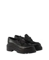 Prada Chocolate Black Brushed Leather Moccasin Women In Black