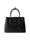 Prada Double Medium Saffiano Leather Bag In Black