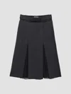 Prada Double Wool Midi-skirt In Dark Grey