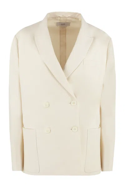 Prada Women's Double-breasted Cotton Blazer In White