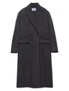 Prada Double-breasted Coat In Gray