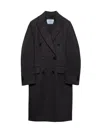 Prada Double-breasted Coat In Black