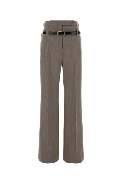 PRADA PRADA WOMEN DOVE GREY WOOL BLEND PANT
