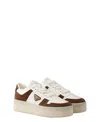 Prada Downtown Bold Platform Triangle-logo Sneakers In White
