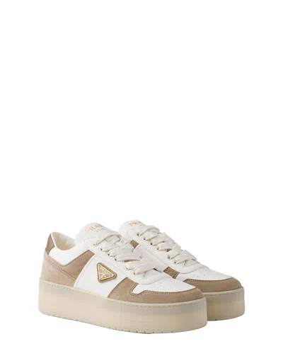 PRADA WOMEN'S DOWNTOWN BOLD NAPPA LEATHER AND SUEDE SNEAKERS
