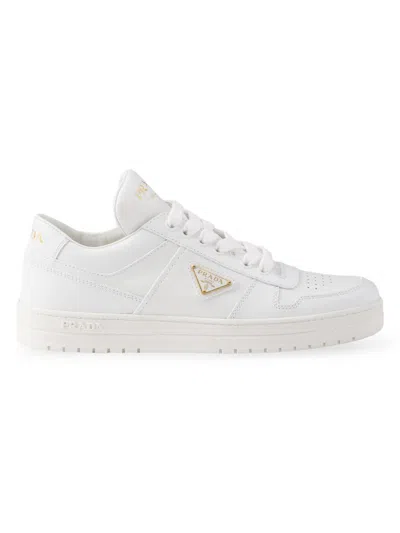 Prada Women's Downtown Leather Sneakers In White