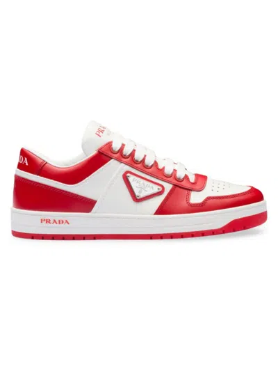 Prada Women's Downtown Leather Sneakers In White