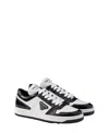 Prada Downtown Sneaker Aus Perforiertem Leder In White And Black