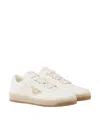 Prada Off White Downtown Lace Up Sneakers In Neutral