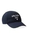 Prada Logo-embroidered Drill Cap In Blue