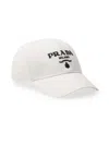Prada Drill Cotton Baseball Cap In White