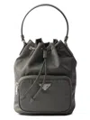 Prada Women's Duet Re-nylon Bucket Bag In Gray
