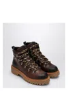 Prada Women's Ebony-coloured Leather Lace-up Boot