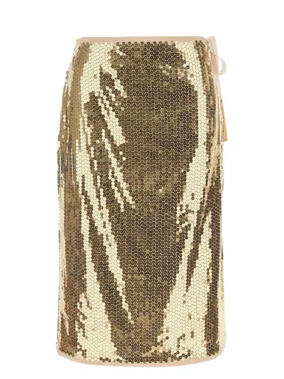 PRADA WOMEN'S EMBELLISHED MESH SKIRT