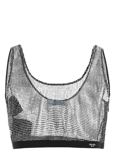 PRADA WOMEN'S EMBELLISHED POLYESTER BLEND TOP