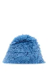 Prada Cappelli Embellished Raffia Bucket Hat In Light Blue
