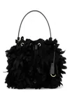 Prada Embellished Satin Mini Bucket Bag In Black