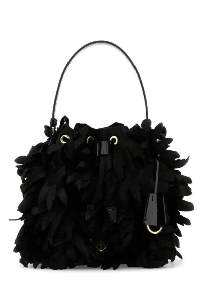 Prada Women Embellished Satin Mini Bucket Bag In Black