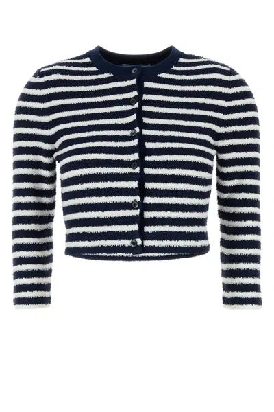 PRADA PRADA WOMEN EMBROIDERED BOUCLE CARDIGAN