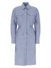 Prada Embroidered Shirt Dress With Pockets And Cinched Waist