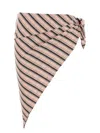 Prada Cotton Sarong With Embroidered Stripes And Tie In Brown