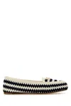 Prada Navy Blue Embroidered Loafers