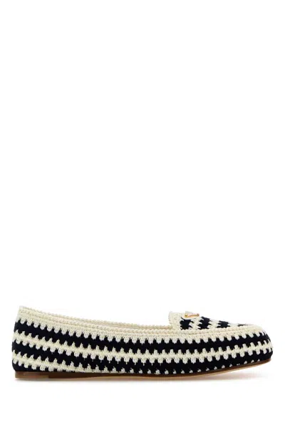 Prada Women Embroidered Crochet Loafers