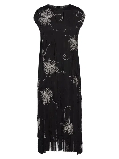 PRADA WOMEN'S EMBROIDERED DRESS WITH FRINGE