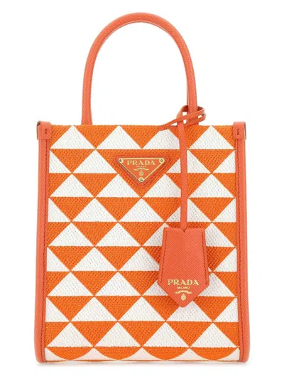 PRADA WOMEN'S EMBROIDERED FABRIC MICRO SYMBOLE HANDBAG