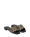 Prada Geometric Pattern Fabric Slippers With Flat Sole In Black