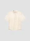 Prada Embroidered Lace Top In Beige Khaki