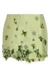 Prada Embroidered Silk And Wool Miniskirt In Blue