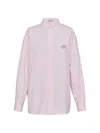 Prada Women's Embroidered Oxford Cotton Shirt In F0028 Rosa