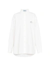 Prada Women's Embroidered Oxford Cotton Shirt In F0009 Bianco