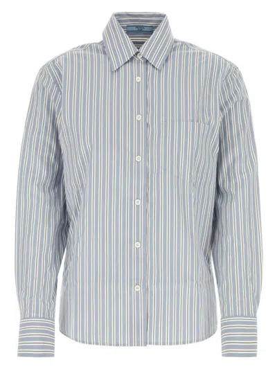 PRADA WOMEN'S EMBROIDERED POPLIN SHIRT