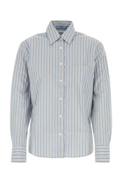 Prada Embroidered Poplin Shirt For Her In Multi