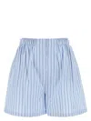 Prada Striped Poplin Bermudas In Blue