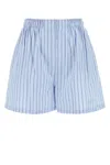 Prada Striped Poplin Bermudas In Blue