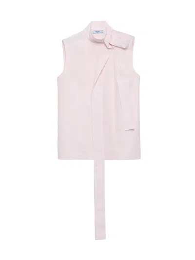 PRADA WOMEN'S EMBROIDERED POPLIN TOP