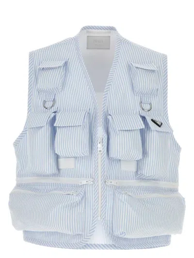 PRADA WOMEN'S EMBROIDERED POPLIN VEST